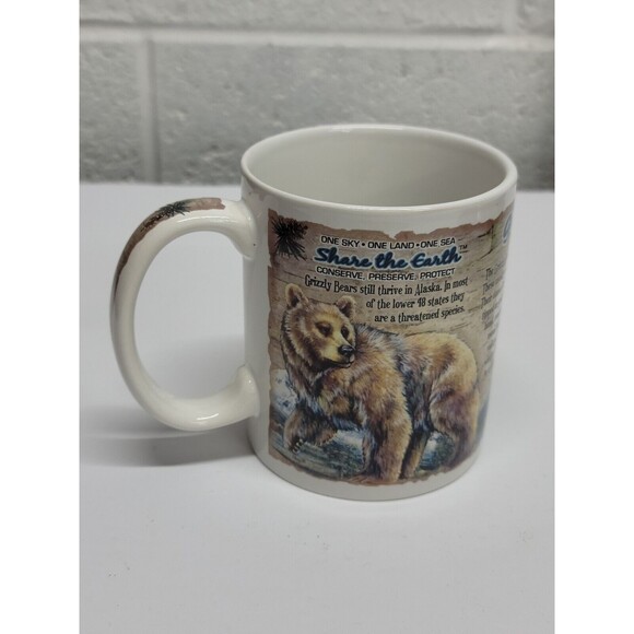 Share the Earth Grizzly Bear Mug Ceramic Coffee Cup Grizzly 1 Sky 1 Land 1 Sea - Picture 6 of 13